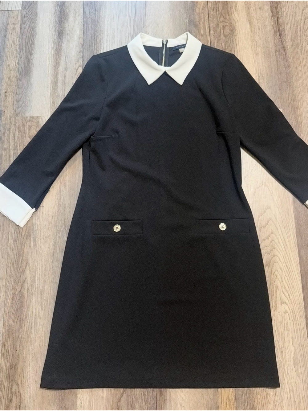 Tommy Hilfiger Black Mini Dress with White Collar and Cuffs